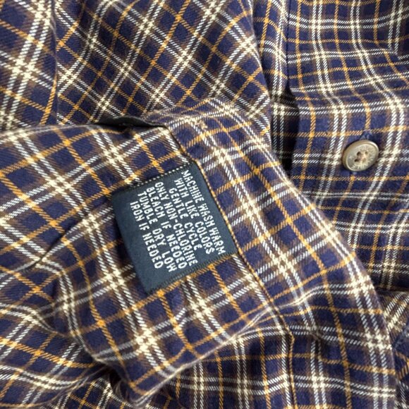 Faconnable Jeans Mens Plaid Cotton Long Sleeve Button-Down Shirt Medium Brown - Picture 4 of 7